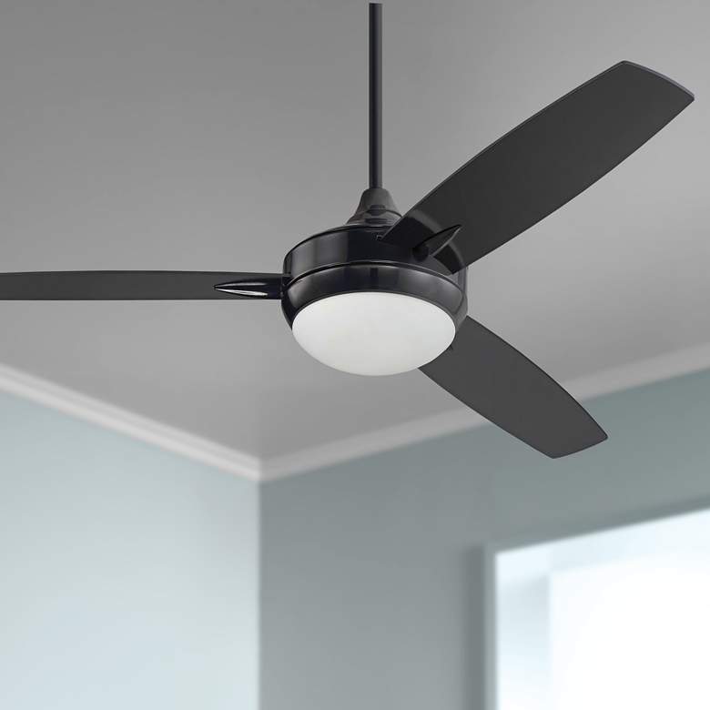 Image 1 52" Craftmade Targas Gloss Black LED Ceiling Fan with Remote