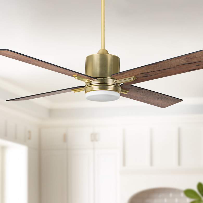 Image 1 52" Craftmade Teana Satin Brass LED Indoor Ceiling Fan Wall Control