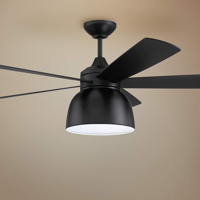Image 1 52" Craftmade Ventura Flat Black LED Damp Ceiling Fan with Remote
