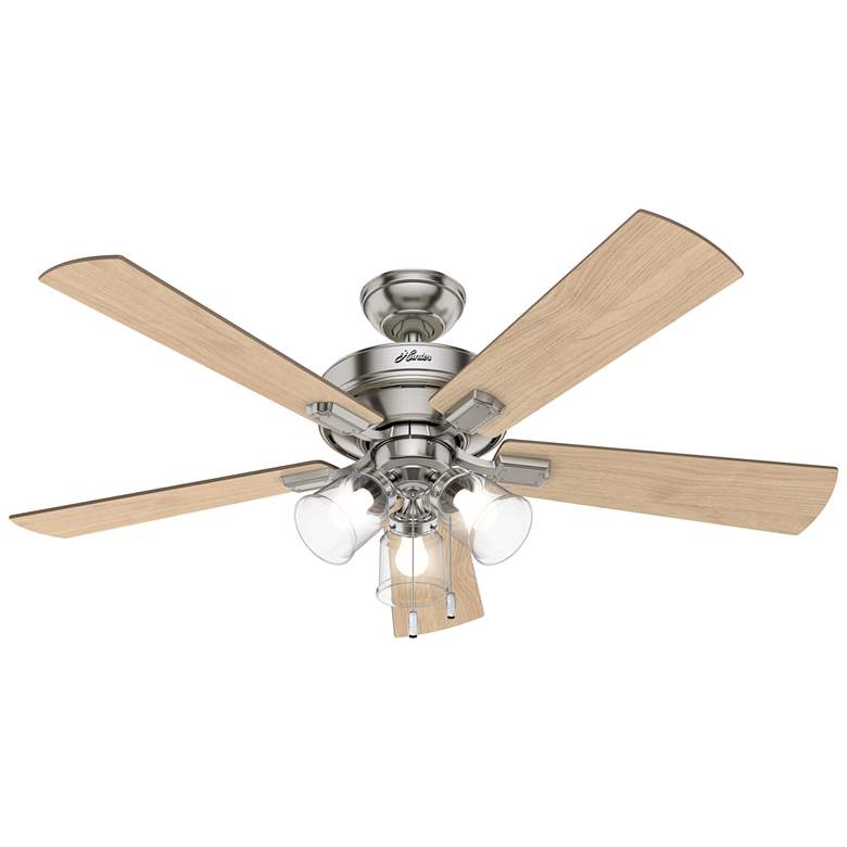Image 1 52" Crestfield Brushed Nickel and Gray Pine LED Ceiling Fan