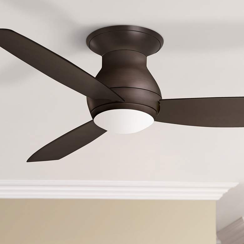 Image 1 52" Curva Wet Rated Bronze LED Hugger Ceiling Fan with Remote