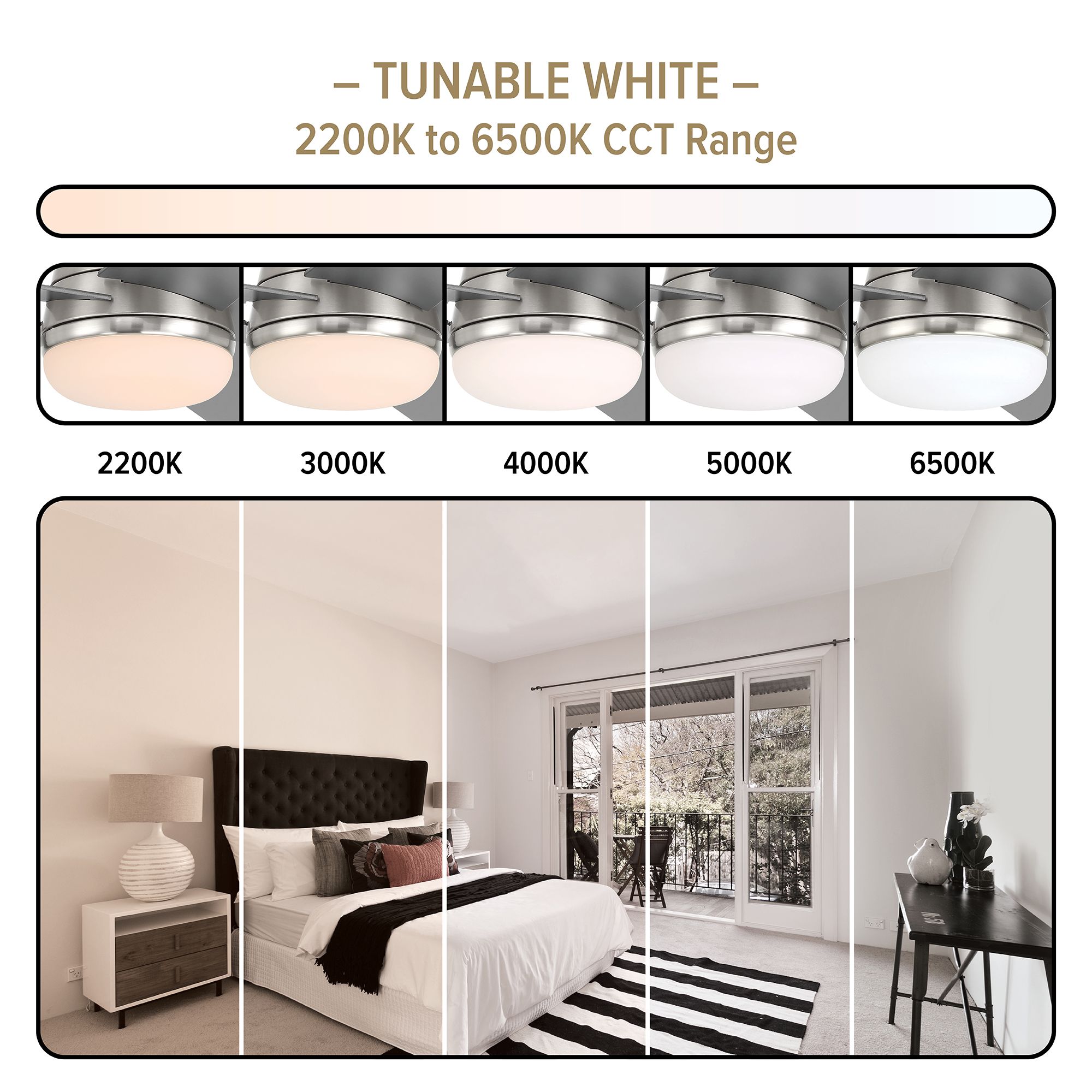 52" Designers Astrea LED Brushed Nickel LED Smart Ceiling Fan