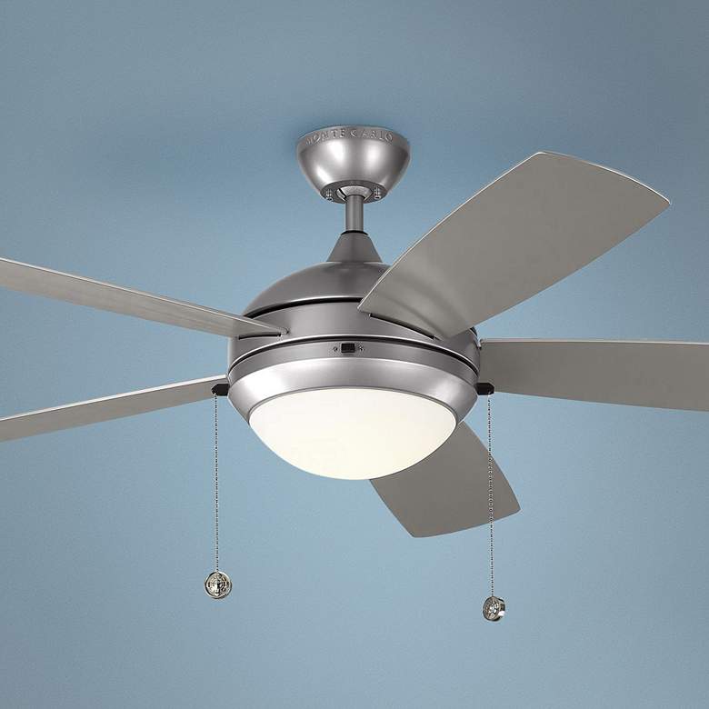 Image 1 52 inch Discus Brushed Steel Pull Chain Outdoor Ceiling Fan