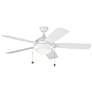 52" Discus White LED Outdoor Ceiling Fan with Pull Chain