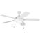 52" Discus White LED Outdoor Ceiling Fan with Pull Chain