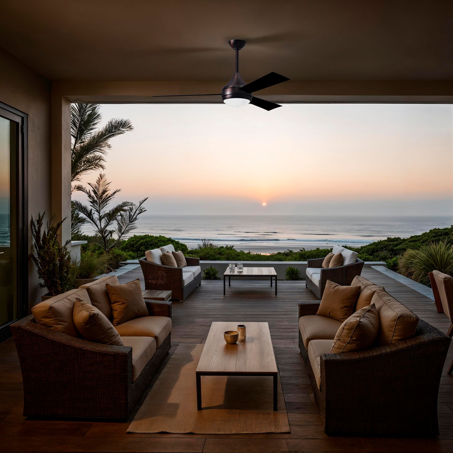 52" Donaire Brushed Bronze and Matte Black LED Ceiling Fan