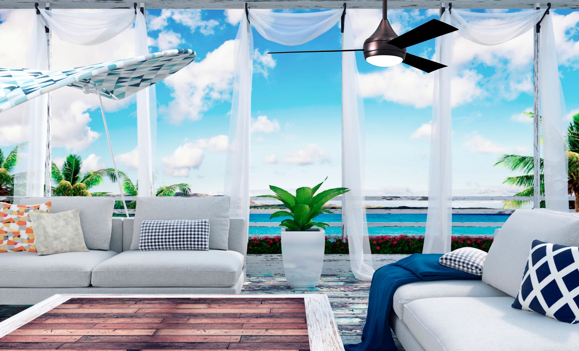 52" Donaire Brushed Bronze and Matte Black LED Ceiling Fan