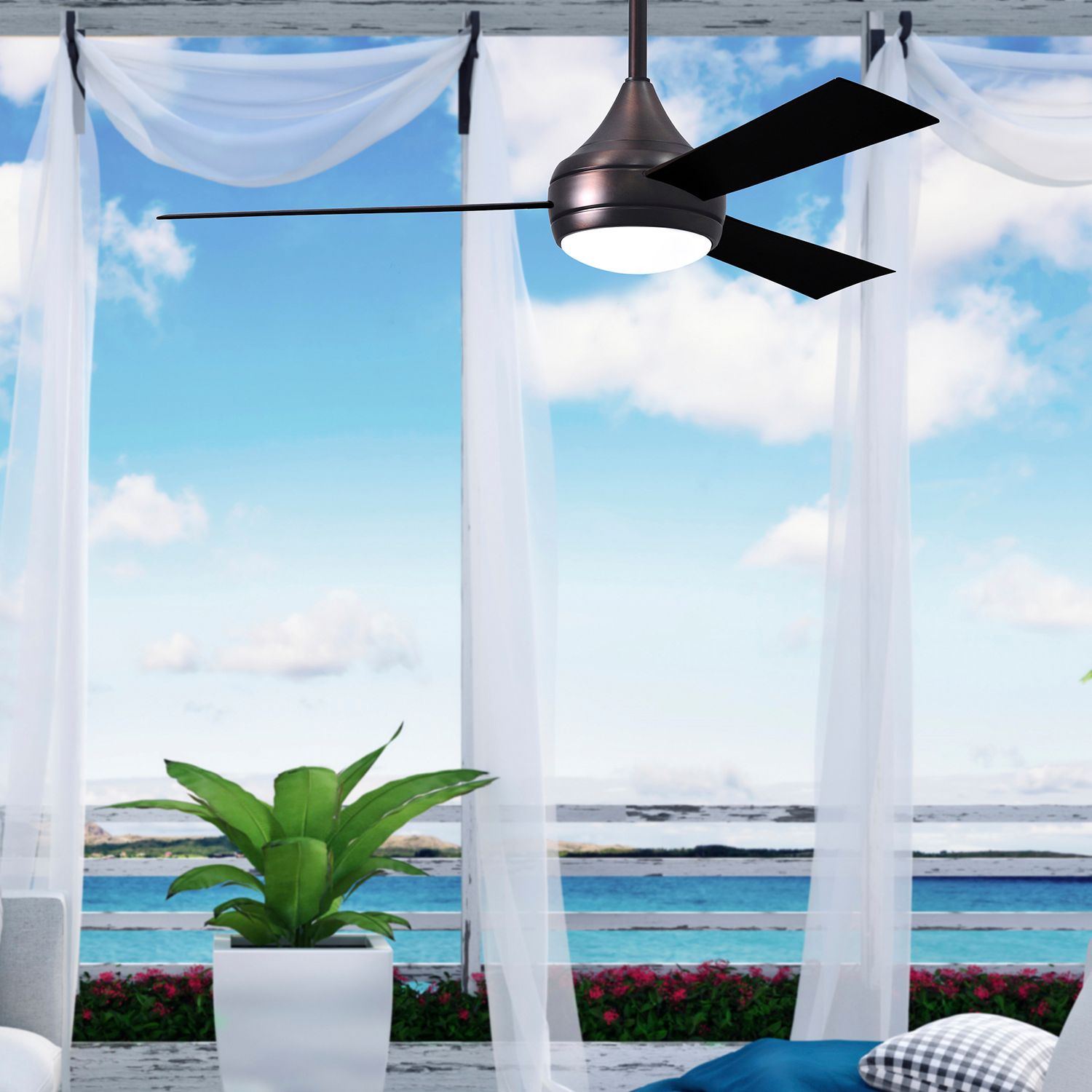 52" Donaire Brushed Bronze and Matte Black LED Ceiling Fan