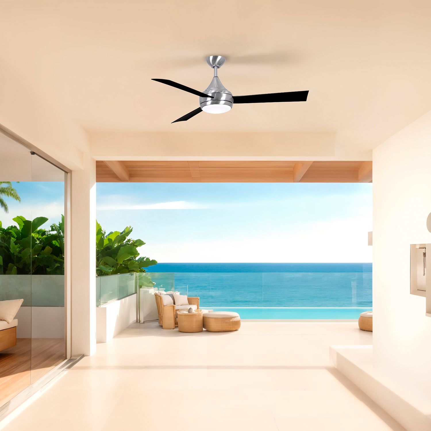 52" Donaire Brushed Stainless and Black LED Ceiling Fan