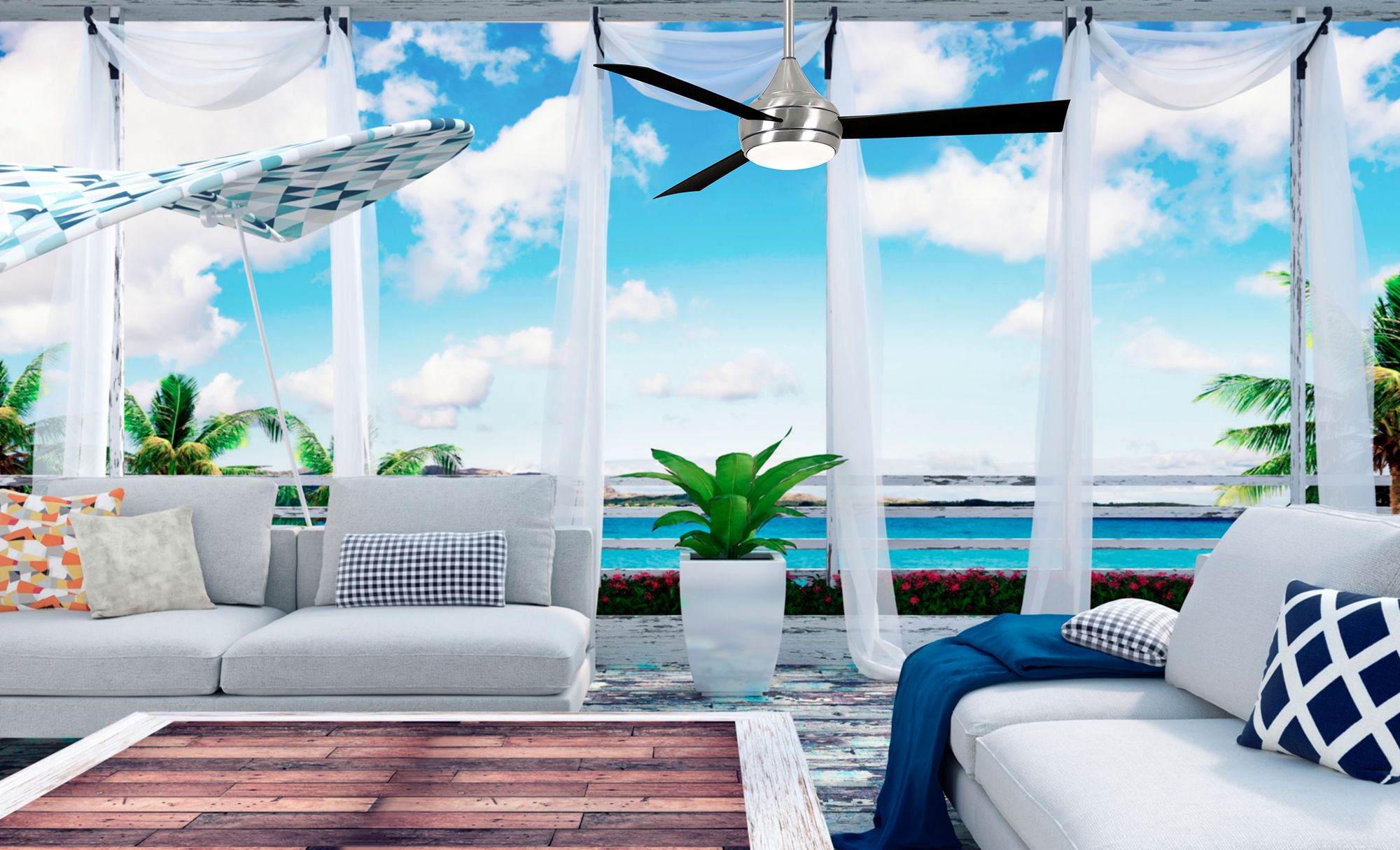 52" Donaire Brushed Stainless and Black LED Ceiling Fan