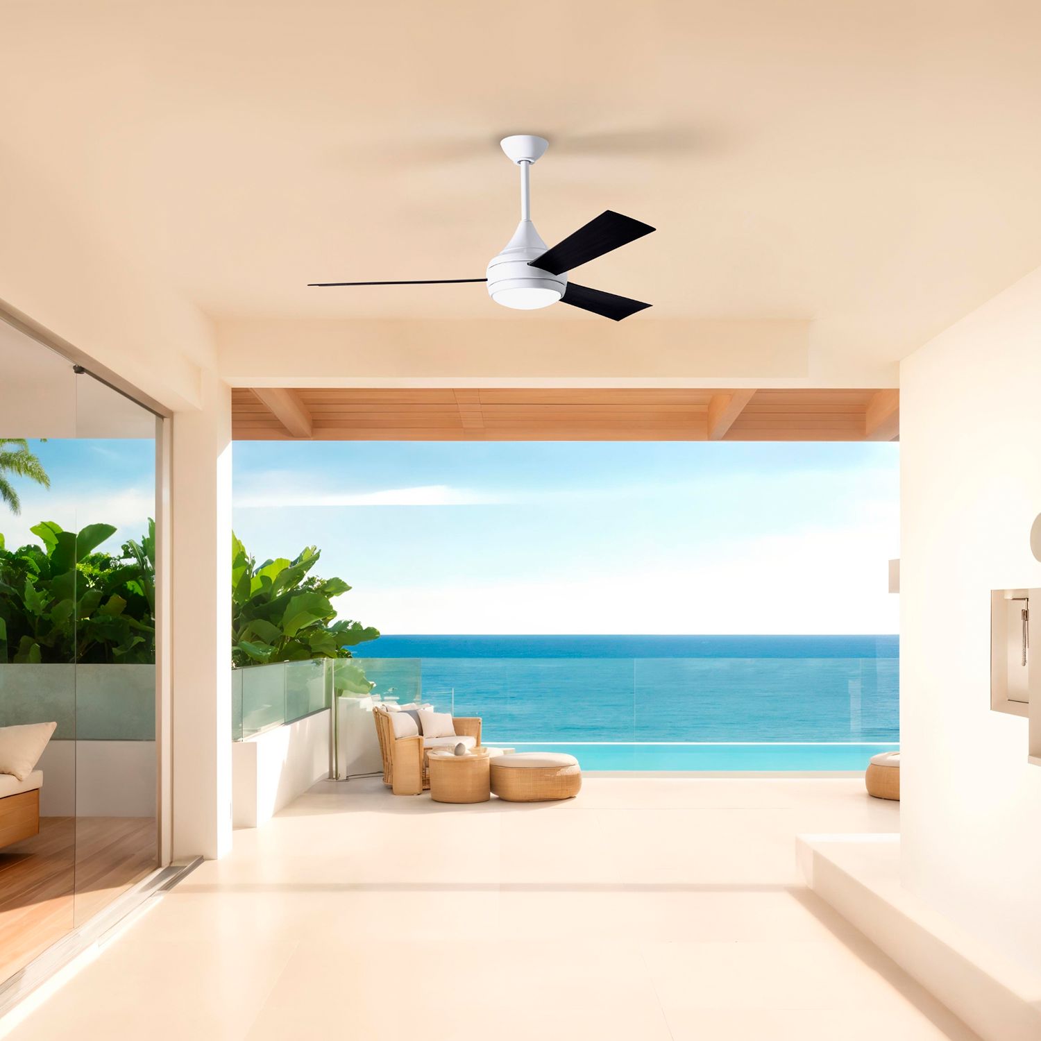 52" Donaire Gloss White and Matte Black LED Ceiling Fan