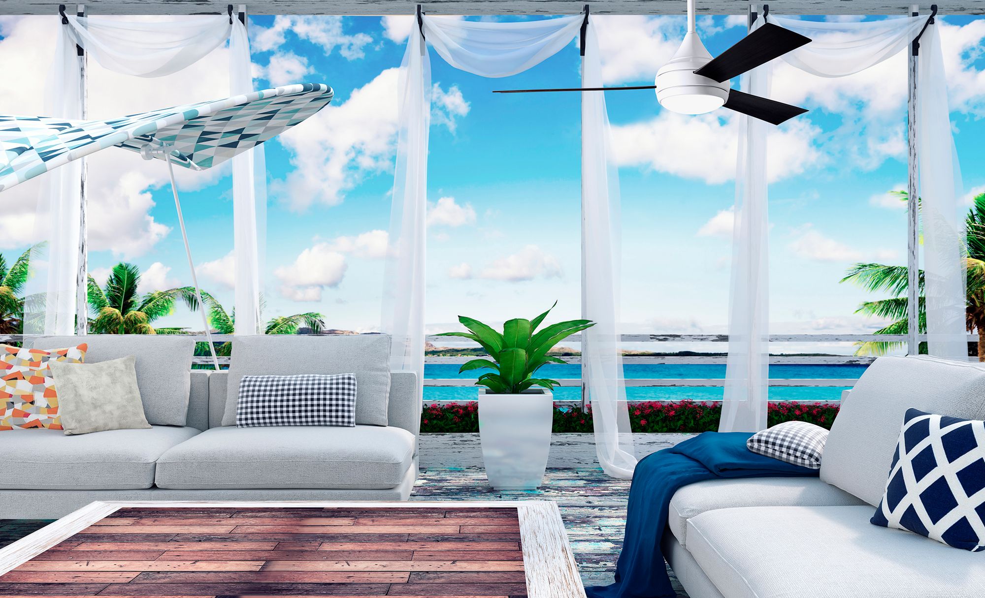 52" Donaire Gloss White and Matte Black LED Ceiling Fan