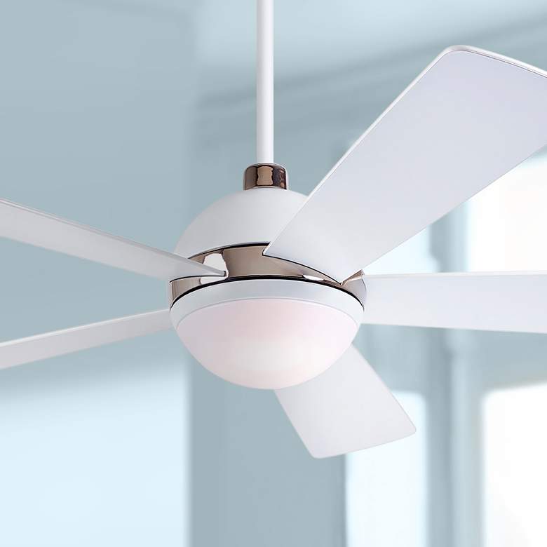 Image 1 52" Emerson Astor Satin White and Nickel LED Ceiling Fan