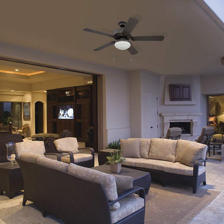 Image 3 52 inch Enduro ABS Housing Matte Black LED Outdoor Pull Chain Ceiling Fan more views