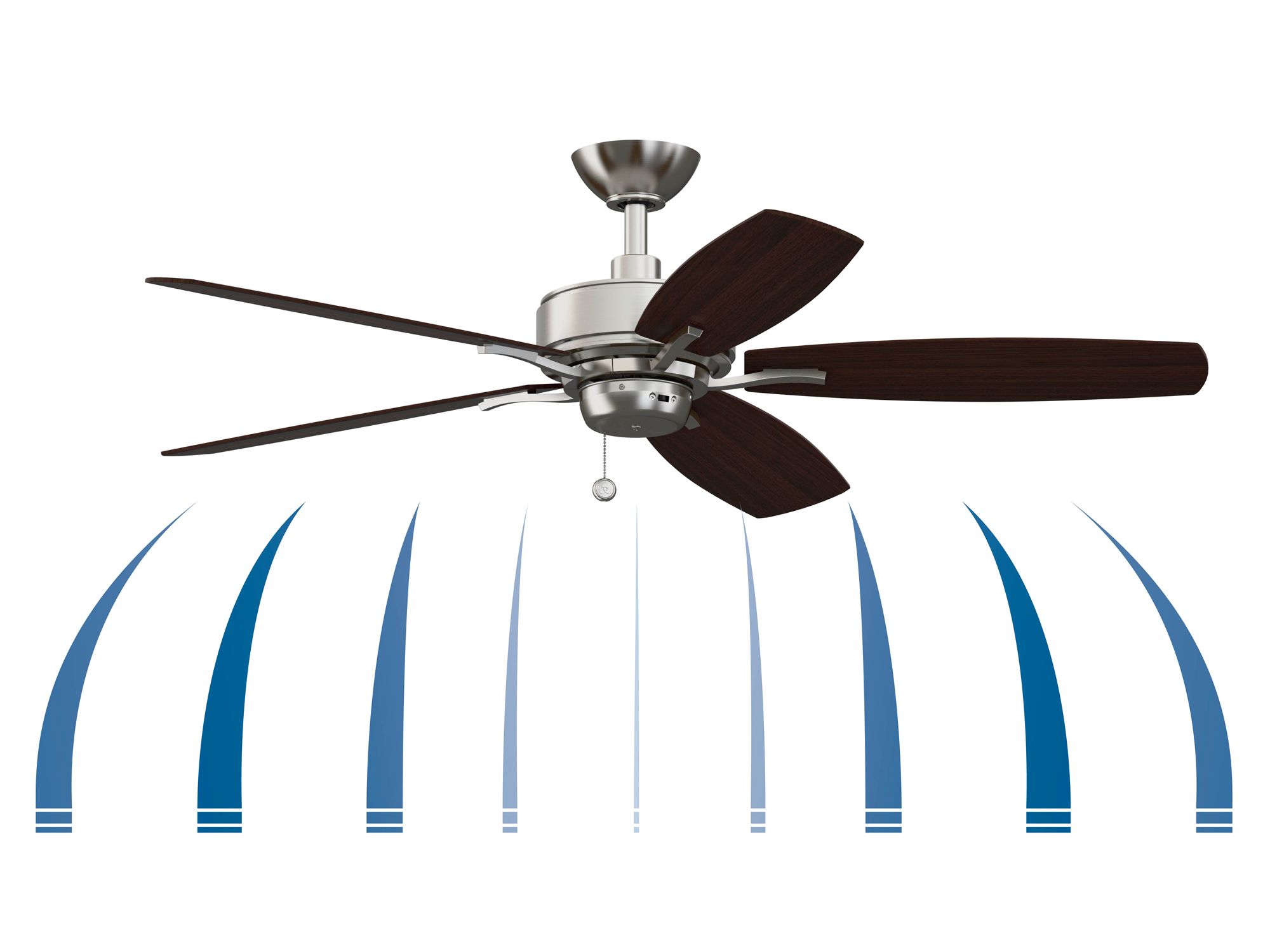 52" Fanimation Aire Deluxe Brushed Nickel Pull Chain Ceiling Fan in scene