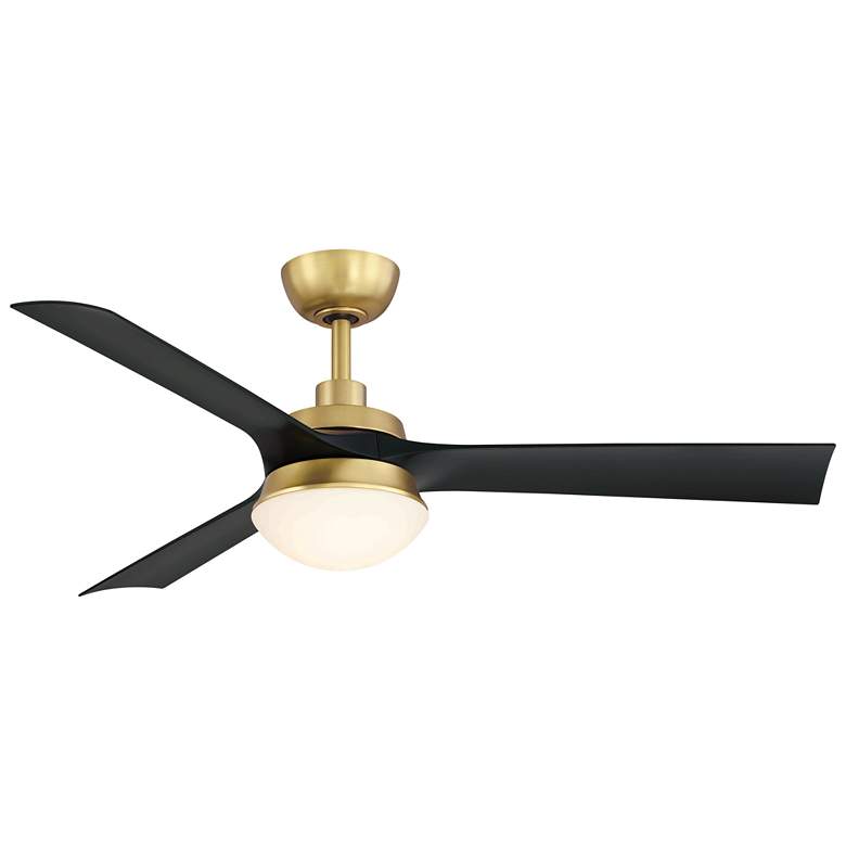 Image 1 52" Fanimation Barlow Brass Black Outdoor LED Ceiling Fan with Remote