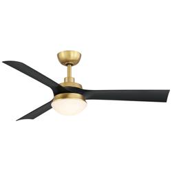 52&quot; Fanimation Barlow Brass Black Outdoor LED Ceiling Fan with Remote