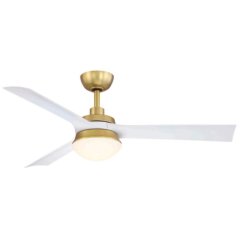 Image 1 52" Fanimation Barlow Brass White Outdoor LED Ceiling Fan with Remote