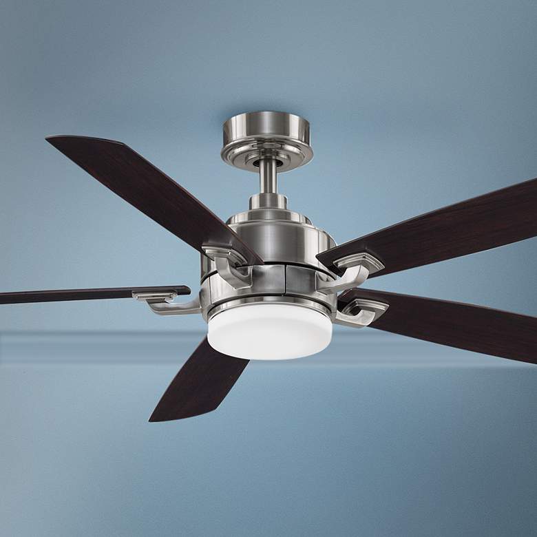 Image 1 52" Fanimation Benito V2 Brushed Nickel LED Damp Ceiling Fan