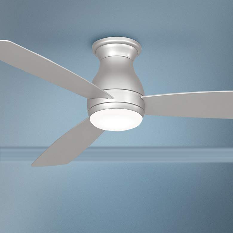 Image 1 52" Fanimation Hugh Brushed Nickel LED Hugger Ceiling Fan with Remote