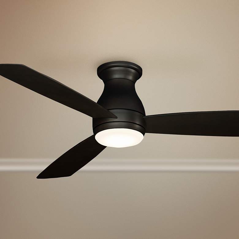 Image 1 52" Fanimation Hugh Dark Bronze LED Wet Rated Hugger Fan with Remote