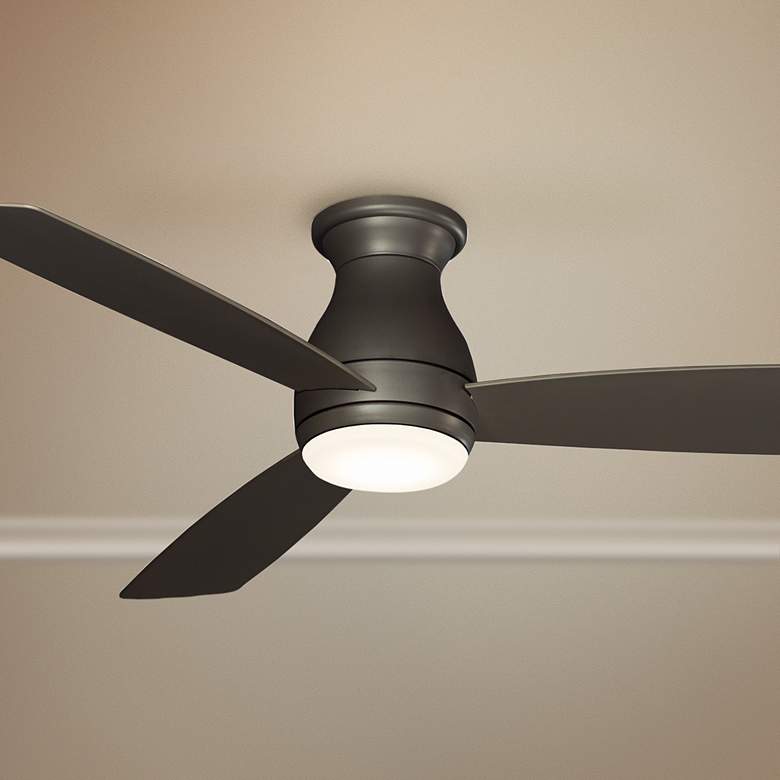 Image 1 52" Fanimation Hugh Matte Greige LED Hugger Ceiling Fan with Remote