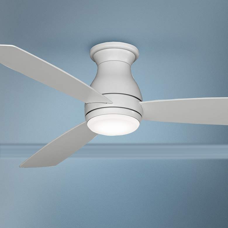 Image 1 52" Fanimation Hugh Matte White LED Hugger Ceiling Fan with Remote