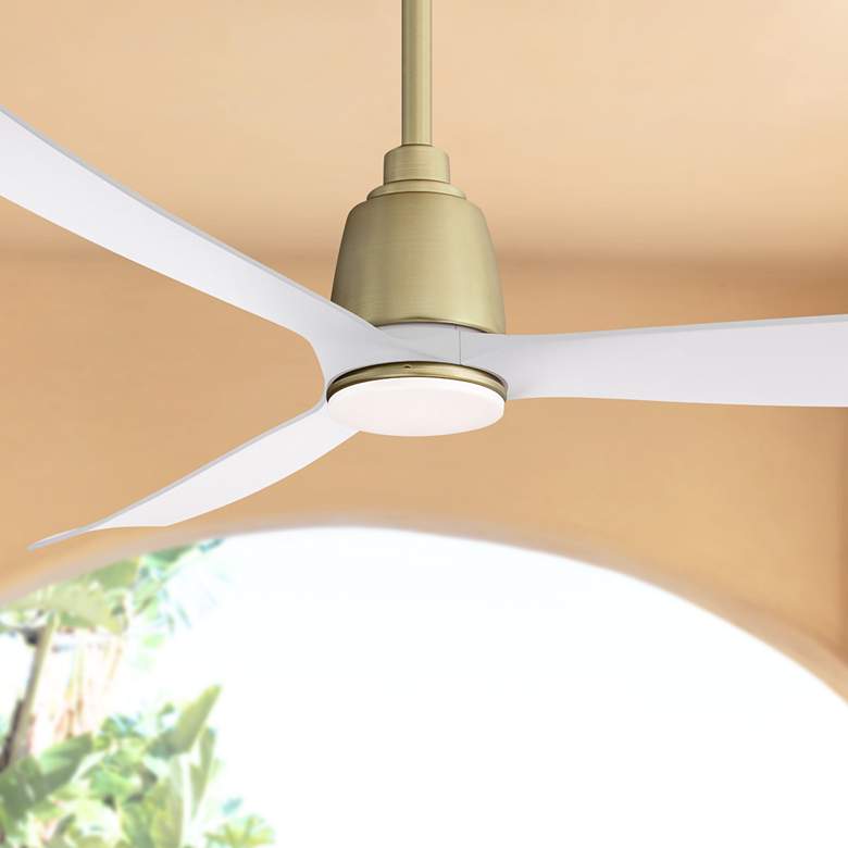 Image 1 52 inch Fanimation Kute Brushed Satin Brass Damp LED Smart Ceiling Fan