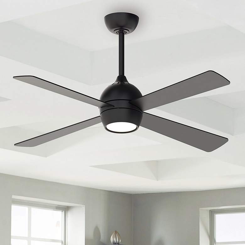 Image 1 52 inch Fanimation Kwad Black Finish LED Ceiling Fan with Remote