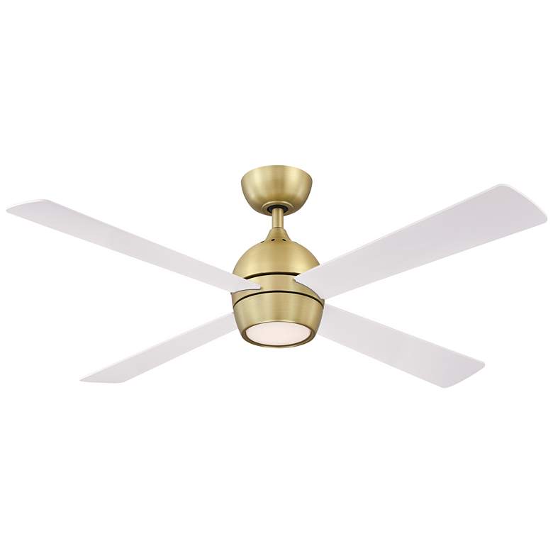 Image 1 52 inch Fanimation Kwad Brushed Satin Brass LED Ceiling Fan with Remote