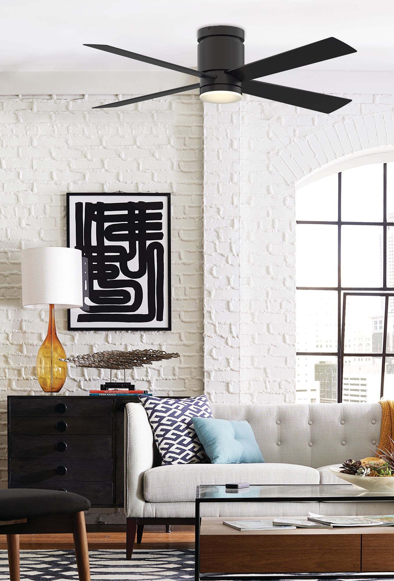 52" Fanimation Kwartet Black Finish CCT LED Ceiling Fan