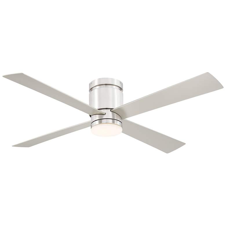 Image 1 52 inch Fanimation Kwartet Brushed Nickel CCT LED Hugger Ceiling Fan