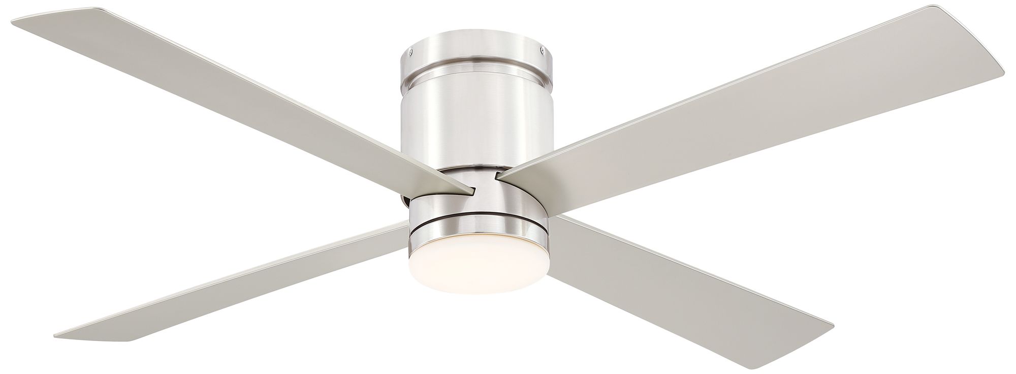 52" Fanimation Kwartet Brushed Nickel Remote LED Hugger Ceiling Fan