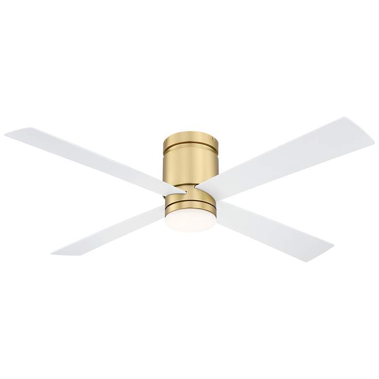 Image 1 52" Fanimation Kwartet Satin Brass CCT LED Hugger Ceiling Fan