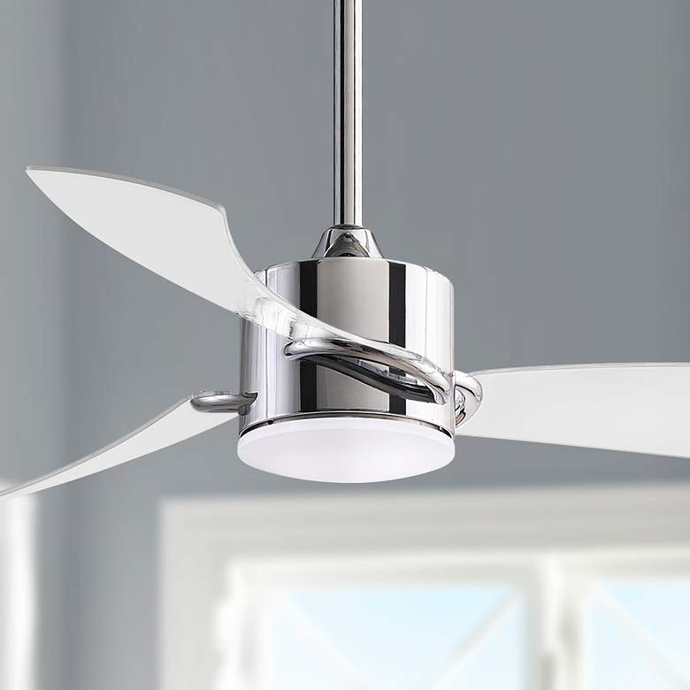 Image 1 52" Fanimation Sculptaire Chrome Modern LED Ceiling Fan with Remote