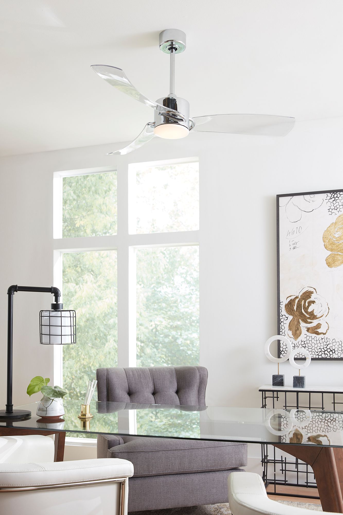 52" Fanimation Sculptaire Chrome Modern LED Ceiling Fan with Remote