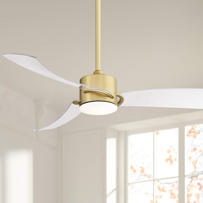 Image 1 52 inch Fanimation Sculptaire Satin Brass LED Ceiling Fan with Remote