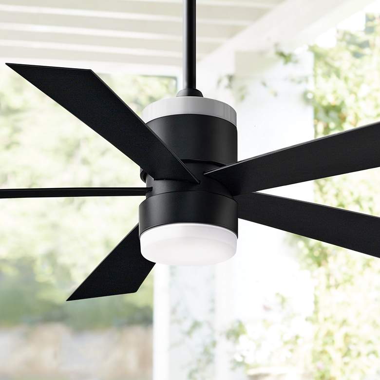 Image 1 52 inch Fanimation Torch Black Damp Up/Down LED Ceiling Fan with Remote