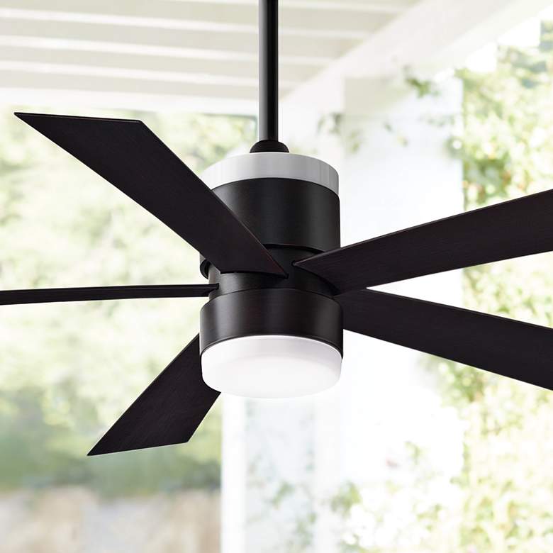 Image 1 52 inch Fanimation Torch Dark Bronze Damp Up/Down LED Fan with Remote