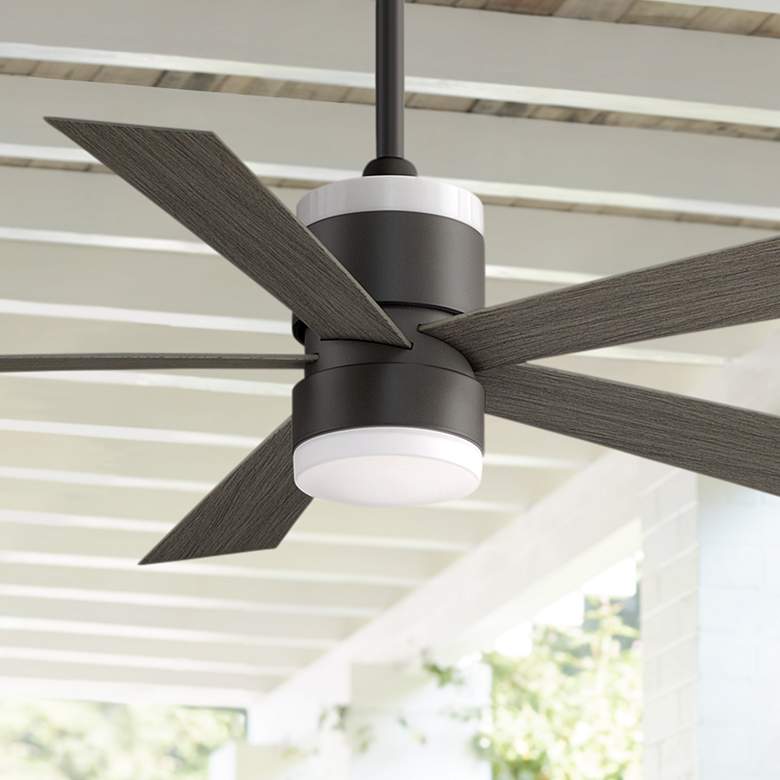 Image 1 52" Fanimation Torch Matte Greige Damp Up/Down LED Fan with Remote