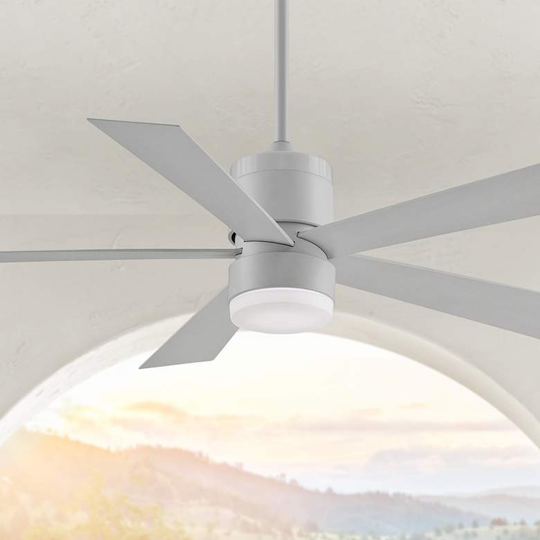 Image 1 52" Fanimation Torch Matte White Damp Up/Down LED Fan with Remote
