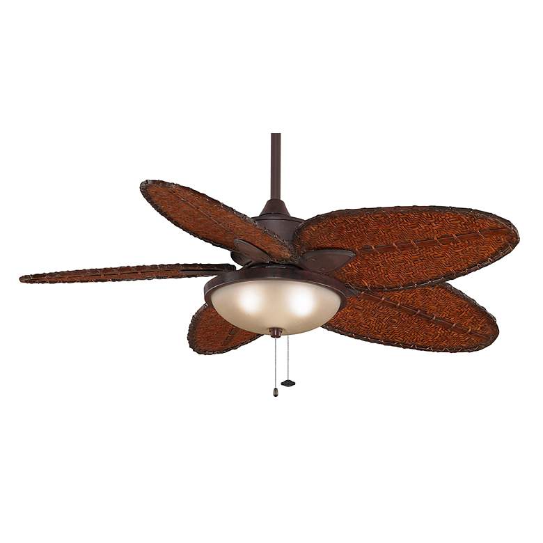 Image 3 52" Fanimation Windpointe Rust Bamboo Damp Rated Fan with Pull Chain more views