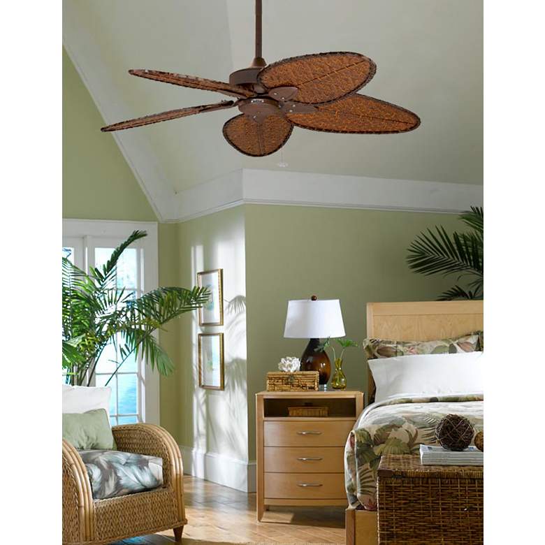 Image 4 52" Fanimation Windpointe Rust Bamboo Damp Rated Fan with Pull Chain more views
