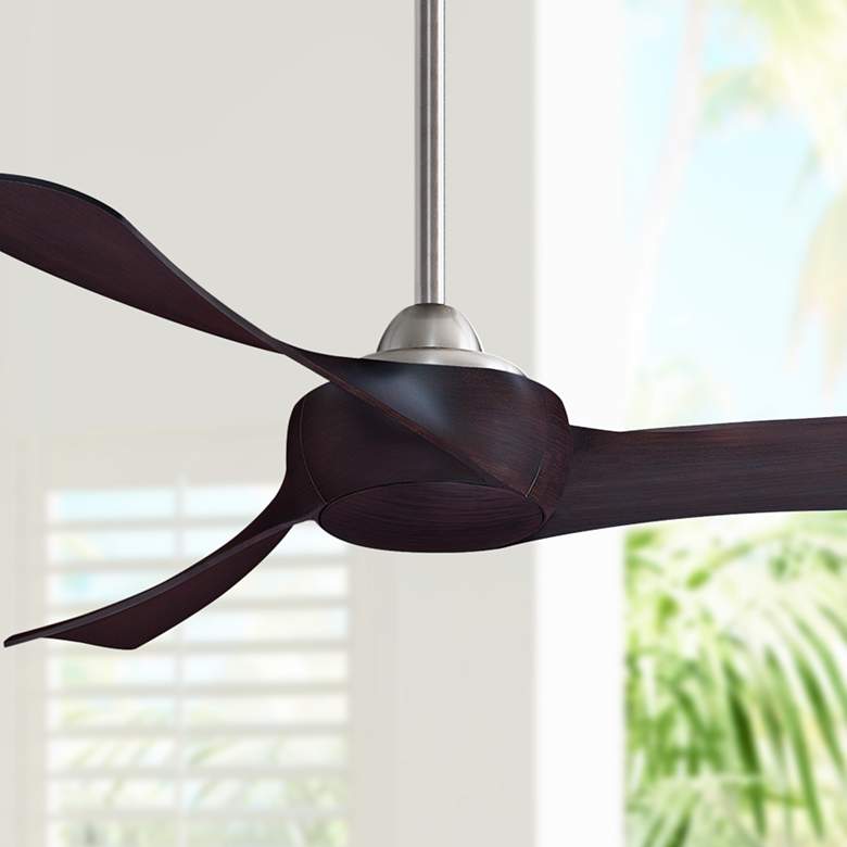 Image 1 52" Fanimation Wrap Brushed Nickel Damp Smart Ceiling Fan