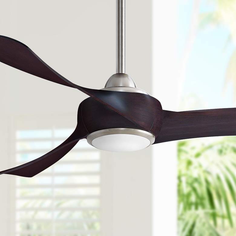 Image 1 52 inch Fanimation Wrap Brushed Nickel LED Damp Smart Ceiling Fan