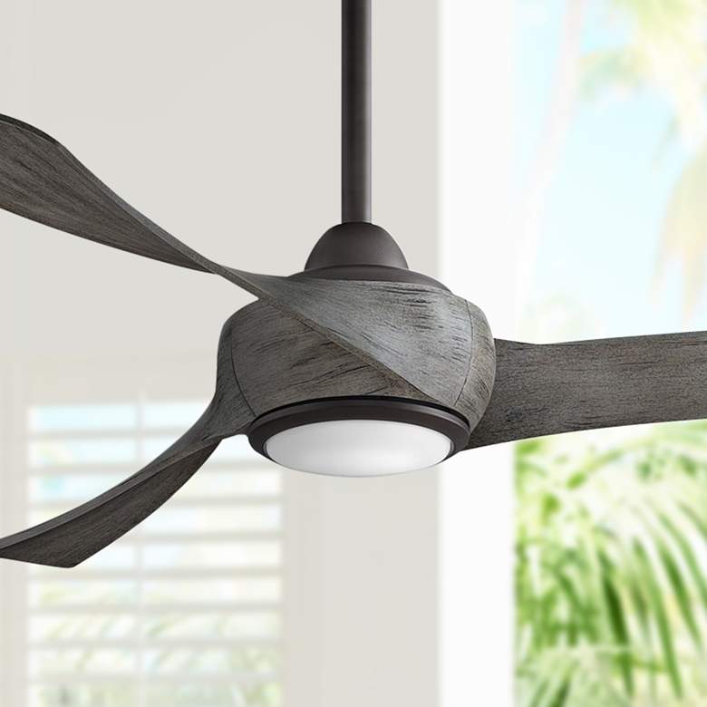Image 1 52 inch Fanimation Wrap Matte Greige LED Damp Smart Ceiling Fan