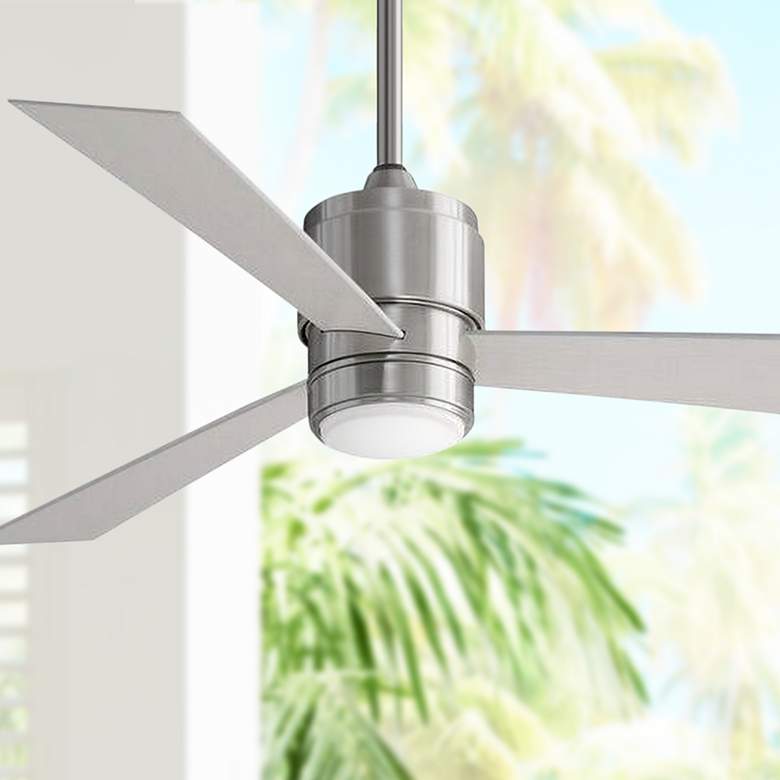 Image 1 52" Fanimation Zonix Nickel LED Wet Rated Ceiling Fan with Remote