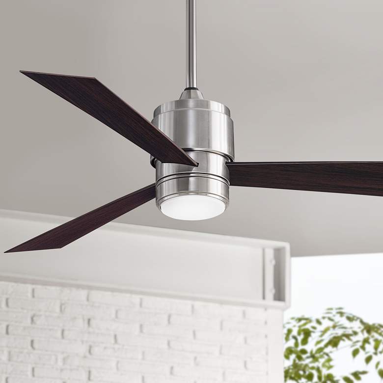 Image 1 52 inch Fanimation Zonix Stainless Steel Walnut Wet Rated Fan with Remote