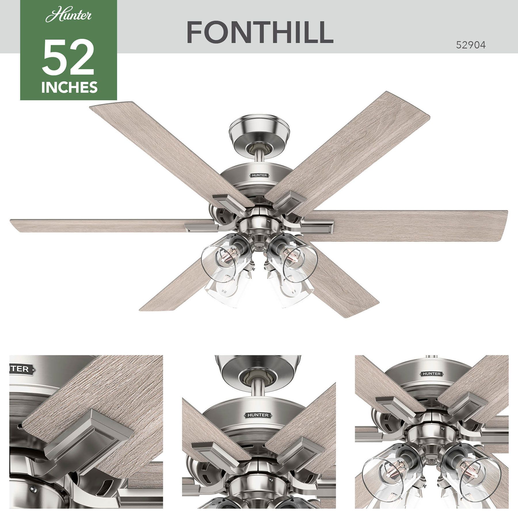 Image 6 52" Fonthill Indoor Hunter Fan more views