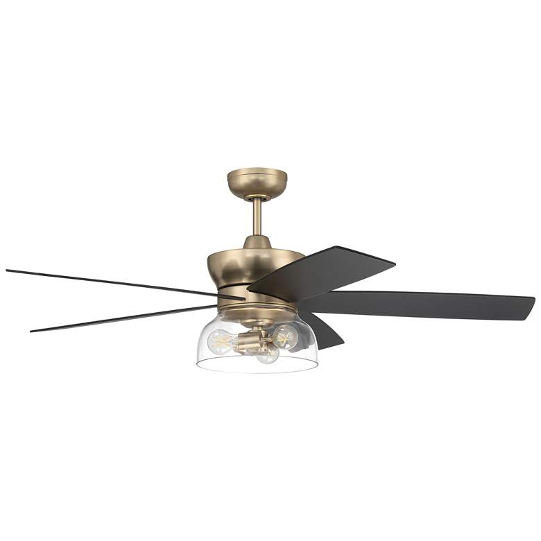 Image 1 52" Gibson Brass LED Smart Ceiling Fan with Walnut Blades